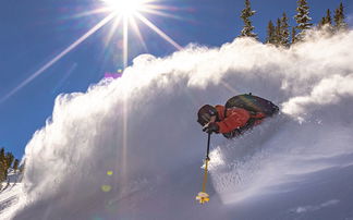 Line Skifahrer im Powder