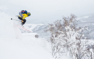 Freeskier in der Abfahrt