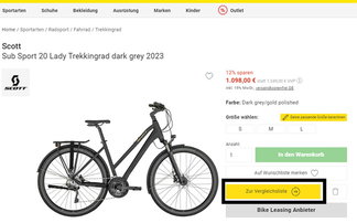 Bike Vergleich auf Sport Bittl Homepage