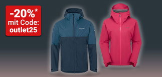 Einstieg Hardshelljacken: -20%* mit Code: outlet25